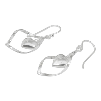 Ohrringe aus Sterlingsilber, 'Captive Heart - Ohrringe mit Herzmotiv aus 925er Sterlingsilber