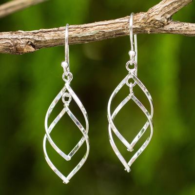 Sterling silver dangle earrings, 'Forever Joined' - Contemporary Dangle Earrings in Polished Sterling Silver