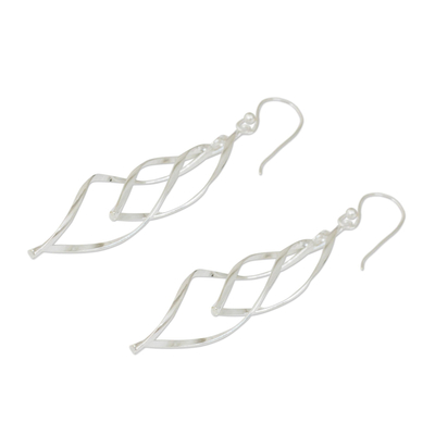 Sterling silver dangle earrings, 'Ribbon Helix' - Contemporary Design Dangle Earrings in Sterling Silver