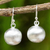 Sterling silver dangle earrings, 'Satin Ball' - Brushed Satin Spherical Dangle Earrings in Sterling Silver