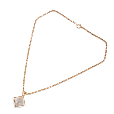 Rose gold plated quartz pendant necklace, 'Translucent Raindrop' - Quartz and Rose Gold-Plated Thai Artisan-Crafted Necklace