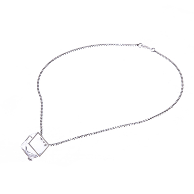 Halskette mit Quarzanhänger - Moderne Halskette aus Sterlingsilber mit Quarz