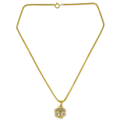Gold plated quartz pendant necklace, 'Crystalline Spin' - Quartz Necklace in Gold Plated Sterling Silver from Thailand