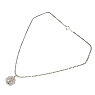 Halskette mit Quarzanhänger - Thailändische Halskette aus Sterlingsilber mit kristallinem Quarz