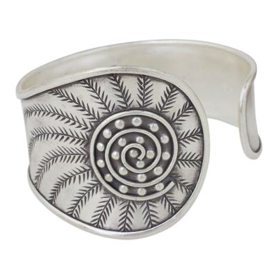 Silver cuff bracelet, 'Forest Rising' - Hand Crafted Silver Cuff Bracelet from Thailand