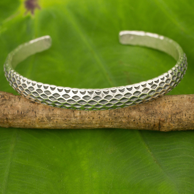 Silver cuff bracelet, Karen Snake