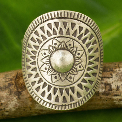 Silver cocktail ring, 'Karen Blossoming' - Hand Crafted Silver Cocktail Ring from Thailand