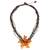 Carnelian beaded pendant necklace, 'Twigs and Flowers' - Carnelian Flower Pendant Necklace on Brown Cords thumbail