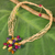 Multi-gemstone beaded pendant necklace, 'Twigs and Flowers' - Colorful Flower Pendant Necklace on Waxed Beige Cords (image 2) thumbail