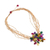 Multi-gemstone beaded pendant necklace, 'Twigs and Flowers' - Colorful Flower Pendant Necklace on Waxed Beige Cords (image 2b) thumbail