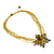 Tiger's eye beaded pendant necklace, 'Twigs and Flowers' - Multi Strand Necklace with Tiger's Eye Flower Pendant (image 2b) thumbail