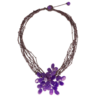 Multi Strand Amethyst Necklace with Flower Theme