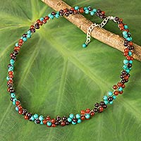 Collar con cuentas de piedras preciosas múltiples, 'Rainbow Bloom' - Collar de gargantilla de piedras preciosas de colores artesanal