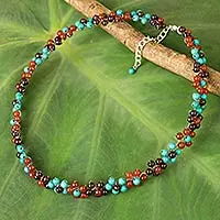 Multi-gemstone beaded necklace, 'Rainbow Bloom'