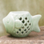 Ceramic oil warmer, 'Hello Fish' - Handcrafted Ceramic Clay Oil Warmer Green Fish from Thailand