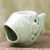 Ceramic oil warmer, 'Hello Fish' - Handcrafted Ceramic Clay Oil Warmer Green Fish from Thailand
