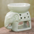 Ceramic oil warmer, 'Sunshine Elephant' - Thailand Ceramic Clay Green Elephant Oil Warmer Hand Crafted