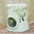 Ceramic oil warmer, 'Lush Thai Forest' - Green Ceramic Clay Oil Warmer Handcrafted Thailand Elephants