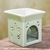 Ceramic clay oil warmer, 'Lotus Garden' - Floral Ceramic Clay Tealight Oil Warmer Handcrafted Thailand (image 2b) thumbail