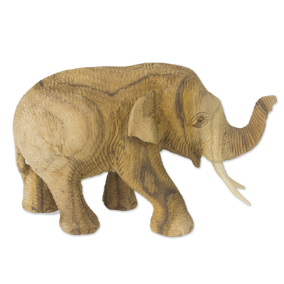 estatuilla de madera - Estatuilla de árbol de lluvia y elefante de madera de marfil hecha a mano