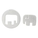 Sterling silver button earrings, 'Elephant in the Moon' - Elephant Theme Button Earrings in Brushed Sterling Silver