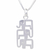 Sterling silver pendant necklace, 'Elephant Pyramid' - Brushed Sterling Silver Three-Elephant Pendant Necklace