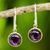 Amethyst dangle earrings, 'Early Sun' - Amethyst Handcrafted Brass and Silver Dangle Earrings (image 2) thumbail