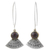 Garnet dangle earrings, 'Butterfly Crown' - Antiqued 925 Silver Butterfly Wing Earrings with Garnet