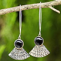 Onyx dangle earrings, 'Butterfly Crown'