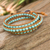 Serpentine and leather wrap bracelet, 'Blue Caramel' - Serpentine and Leather Wrap Bracelet from Thailand (image 2) thumbail