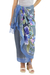 Silk batik sarong, 'Twilight Cattleya' - 100% Silk Sarong with Hand-printed Batik Thai Blue Orchids thumbail