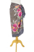 Silk batik sarong, 'Paradisiacal Cattleya' - Hand-printed Batik Orchids on Thai 100% Silk Sarong (image 2c) thumbail