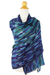 Silk shawl, 'Chao Phraya River' - Blue and Green Tie Dyed All Silk Shawl from Thai Artisan (image 2c) thumbail