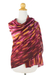 Silk shawl, 'Mekong River' - Hand Woven Red Pink and Yellow Tie Dyed Silk Shawl