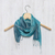 Silk scarf, 'Peacock Blue' - Artisan Crafted 100% Silk Teal Wrap Scarf from Thailand (image 2b) thumbail