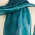 Pañuelo de seda - Bufanda cruzada artesanal 100 % de seda verde azulado de Tailandia