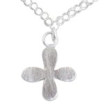 Sterling silver pendant anklet, 'Lucky Blooming' - Hand Crafted Sterling Silver Anklet with Floral Pendant
