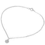 Sterling silver pendant anklet, 'Clover Luck' - Hand Crafted Sterling Silver Anklet with Clover Pendant
