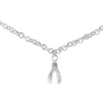Sterling silver pendant anklet, 'The Wishbone' - Handmade Sterling Silver Anklet with Wishbone Pendant
