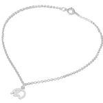 Sterling silver charm anklet, 'Blissful Elephant' - Hand Crafted Sterling Silver Anklet with Elephant Charm