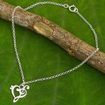 Sterling silver anklet, 'Music of Love' - Artisan Crafted Brushed Silver Music Theme Anklet