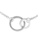Sterling silver two circle anklet, 'Relationship' - Thai Handcrafted 2 Circle Anklet in Brushed Sterling Silver