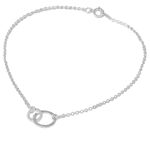 Sterling silver two circle anklet, 'Relationship' - Thai Handcrafted 2 Circle Anklet in Brushed Sterling Silver