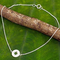 Sterling silver anklet, 'Compass'