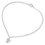 Sterling silver anklet, 'Kitty Cat Charm' - Cat Theme Thai Artisan Crafted Sterling Silver Anklet