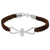 Leather and sterling silver braided bracelet, 'Brown Infinity Swirl' - Bracelet of Braided Brown Leather with Sterling Silver
