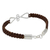 Leather and sterling silver braided bracelet, 'Brown Infinity Swirl' - Bracelet of Braided Brown Leather with Sterling Silver (image 2b) thumbail