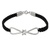 Leather and sterling silver braided bracelet, 'Infinitely Us' - Thai Sterling Silver and Black Leather Braided Bracelet