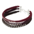 Silver beaded wristband bracelet, 'Tricolor Moons' - 3 Colors Braided Wristband Bracelet with Silver Beads
