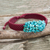 Beaded cord bracelet, 'Cranberry Chic' - Handmade Cranberry Bracelet with Reconstituted Turquoise
